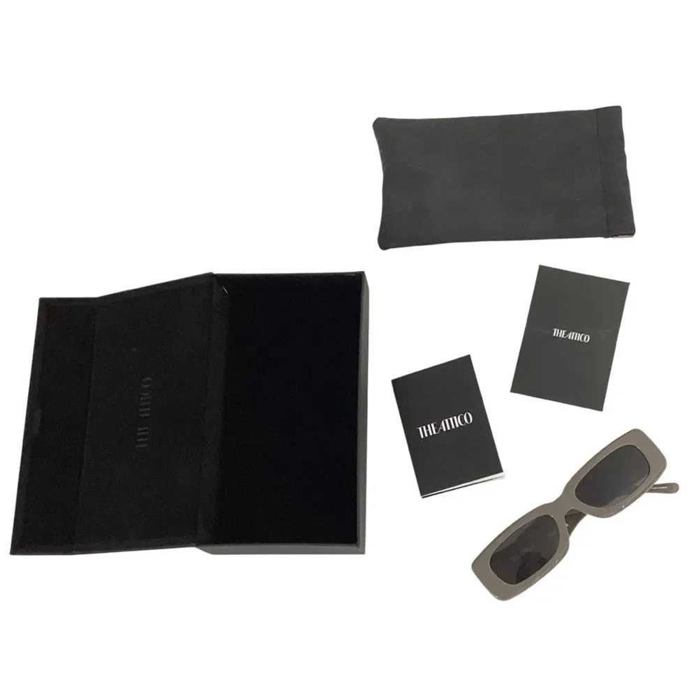 THE ATTICO x LINDA FARROW Mini Marfa Taupe Rectangular Sunglasses